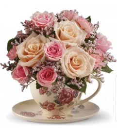 Victorian Pink Teacup. An arrangement by Avenue Flowers and Gifts.