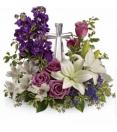 Crystal Cross Melancholy Moments. An arrangement by Avenue Flowers and Gifts.