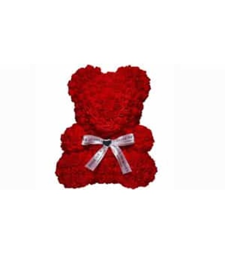 Red Roses Bear. An arrangement by Avenue Flowers and Gifts.