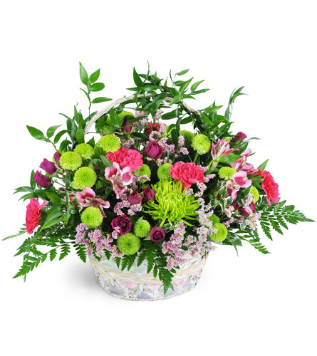 Beautiful Blooms Basket™. An arrangement by Avenue Flowers and Gifts. A charming basket is filled to the brim with alstroemeria, Fuji mums,...