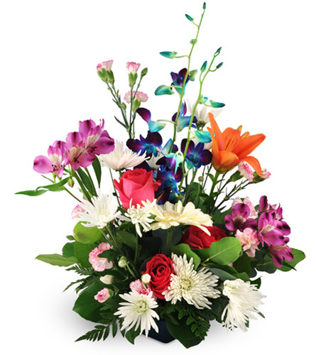 Endless Love. An arrangement by Avenue Flowers and Gifts. Dendrobium orchids, oriental lilies, alstroemeria, roses, and mini carnations mix with...
