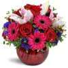 Forever Smitten™ - Premium. An arrangement by Avenue Flowers and Gifts. Fuchsia mini Gerbera daisies are romantically arranged with red roses,...