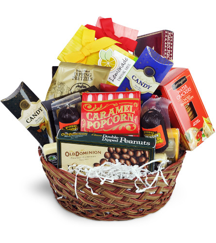 Snack Attack. An arrangement by Avenue Flowers and Gifts. Treat them to candies, chocolate-covered nuts, pretzels, cheese, and more. Items may...