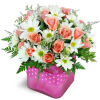 Bubble Gum Bliss™ - Premium. An arrangement by Avenue Flowers and Gifts. A fun mix of pink spray roses, white daisies, and fresh greenery are...