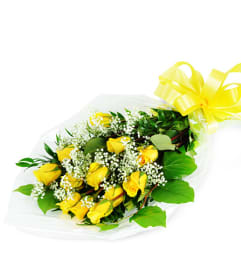 Perfect Wrapped Long-Stemmed Yellow Roses. An arrangement by Avenue Flowers and Gifts.