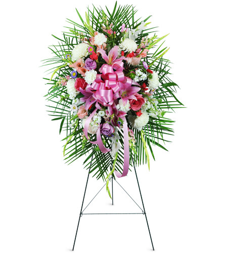 Delicate Love™. An arrangement by Avenue Flowers and Gifts. Featuring pink and white roses, mums, lilies, snapdragons, gladiolus, and more....