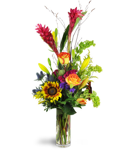 Exquisite Autumn™. An arrangement by Avenue Flowers and Gifts. Roses, bright red ginger, lilies, and so much more are exquisitly arranged in a...
