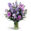 Purple Passion - Standard. An arrangement by Avenue Flowers and Gifts. Monk's hood, delphinium, veronica, purple lisianthus, Monte Cassino asters,...