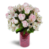 Blushing Love Bouquet™ - Standard. An arrangement by Avenue Flowers and Gifts. Gorgeous pink roses and Peruvian lilies are delicately arranged...