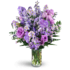 Purple Passion - Deluxe. An arrangement by Avenue Flowers and Gifts. Monk's hood, delphinium, veronica, purple lisianthus, Monte Cassino asters,...