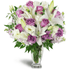Sweet as Sugar Bouquet™ - Premium. An arrangement by Avenue Flowers and Gifts. White and lavender roses are arranged with Asiatic lilies, stock,...