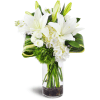 Inspired Blooms™ - Standard. An arrangement by Avenue Flowers and Gifts. White lilies, white hydrangea, and white spray roses are accented with...