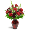 Rosy Rapture™ - Standard. An arrangement by Avenue Flowers and Gifts. Red roses, spray roses, and alstroemeria are arranged with white snapdragons...