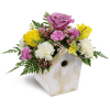 Birdhouse of Blooms - Standard. An arrangement by Avenue Flowers and Gifts. Delight them with an arrangement of roses, carnations, and more in a...
